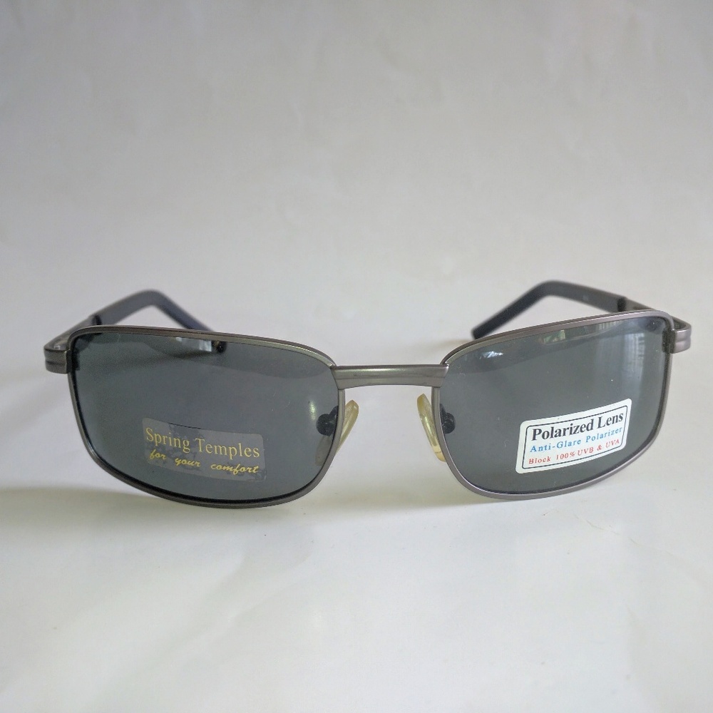 NWT Vintage 90's Rectangle Metal Sports Polarized Sunglasses (Gunmetal)